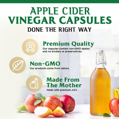 Nature’s Peak ACV capsules next to digestive support items