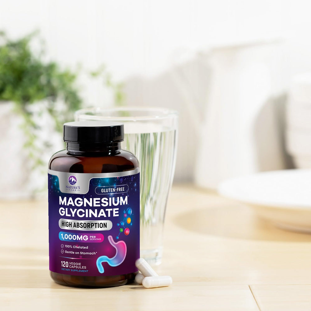 Nature's Peak refuerza bienestar general con magnesio glicinato soporte digestivo suave.