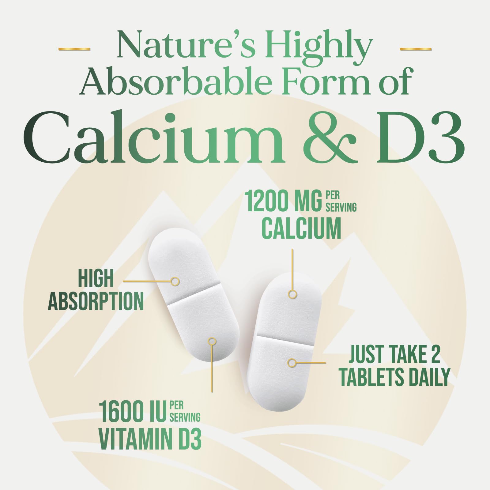 Nature's Peak bottle with glass and neutral background implying wellness routine
