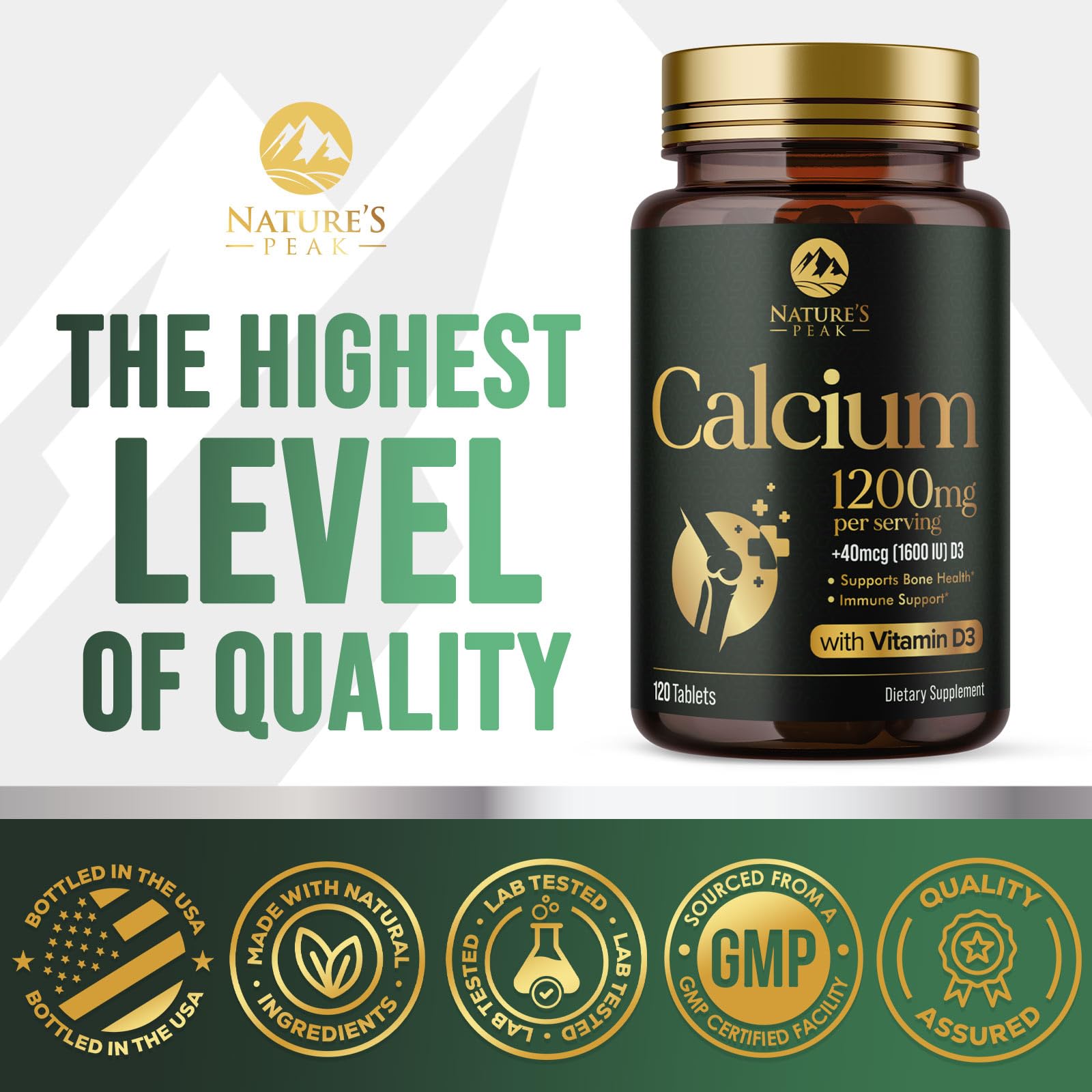 Nature's Peak bottle on shelf suggesting everyday bone support routine