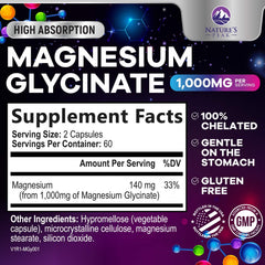 Nature's Peak cápsulas magnesio glicinato detalle de cápsula suave para absorción óptima.