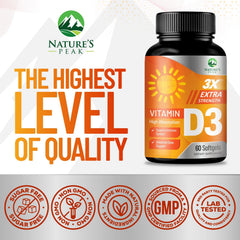 Nature's Peak D3 5000 IU boosts bone and teeth health