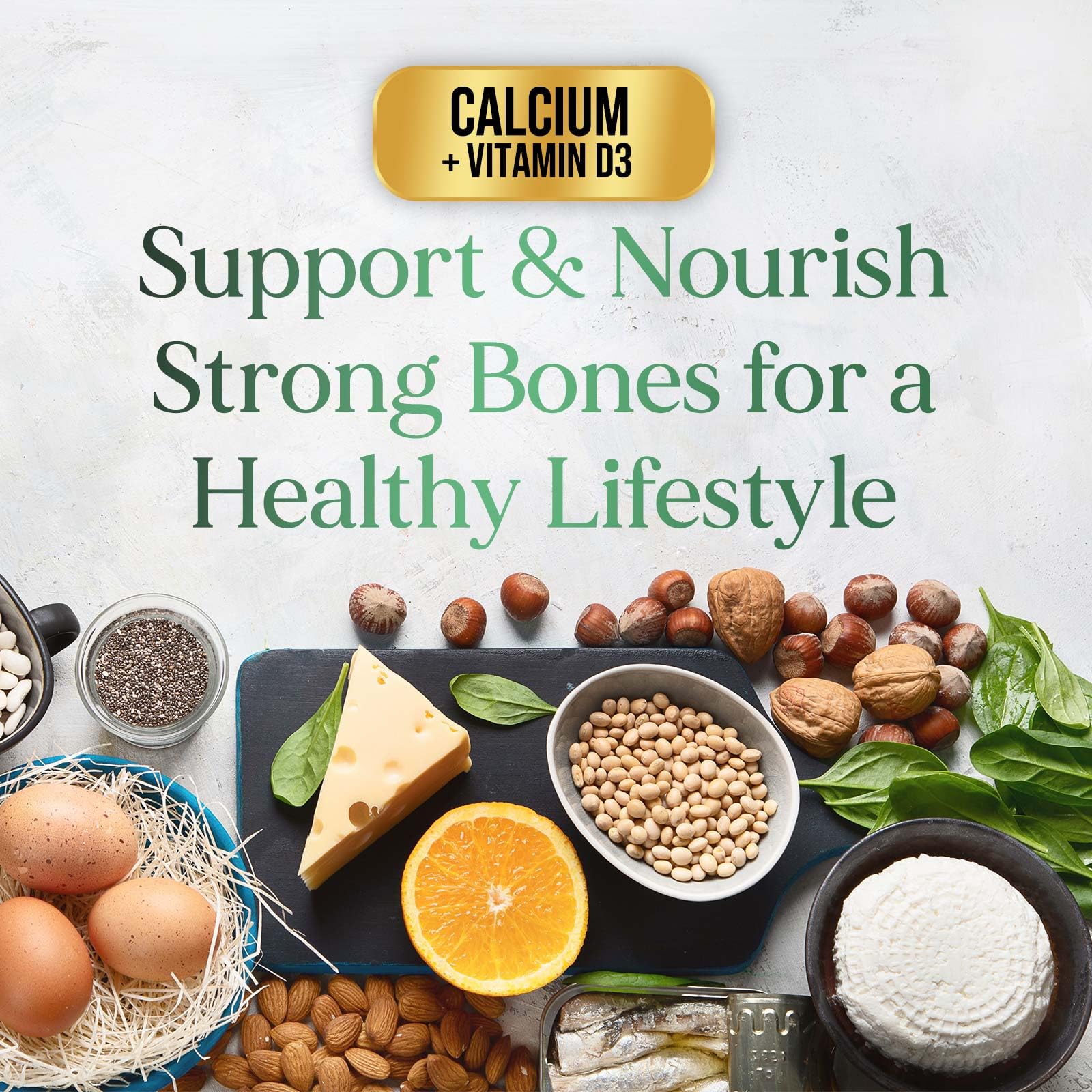 Nature's Peak daily calcium D3 scene suggests convenient daily health support