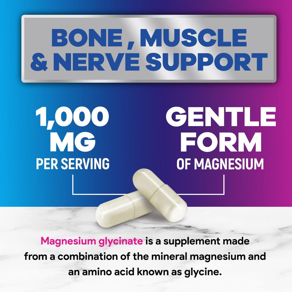 Nature's Peak etiqueta informativa magnesio glicinato 1000 mg para uso diario.