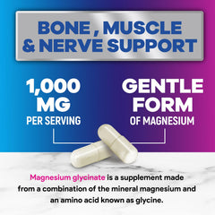Nature's Peak etiqueta informativa magnesio glicinato 1000 mg para uso diario.