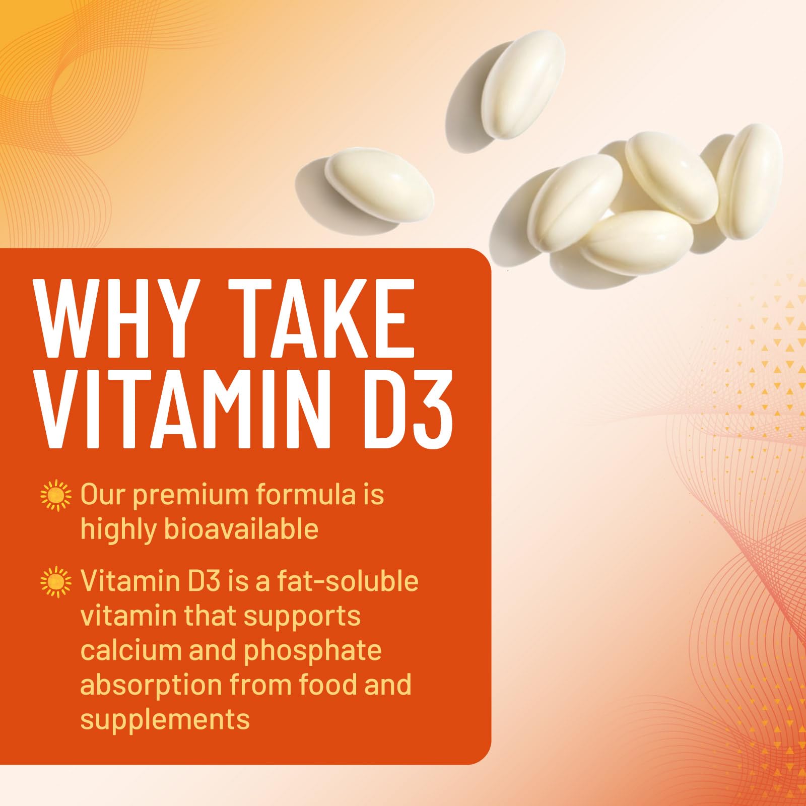 Gluten-free non-GMO Nature's Peak D3 softgels bottle