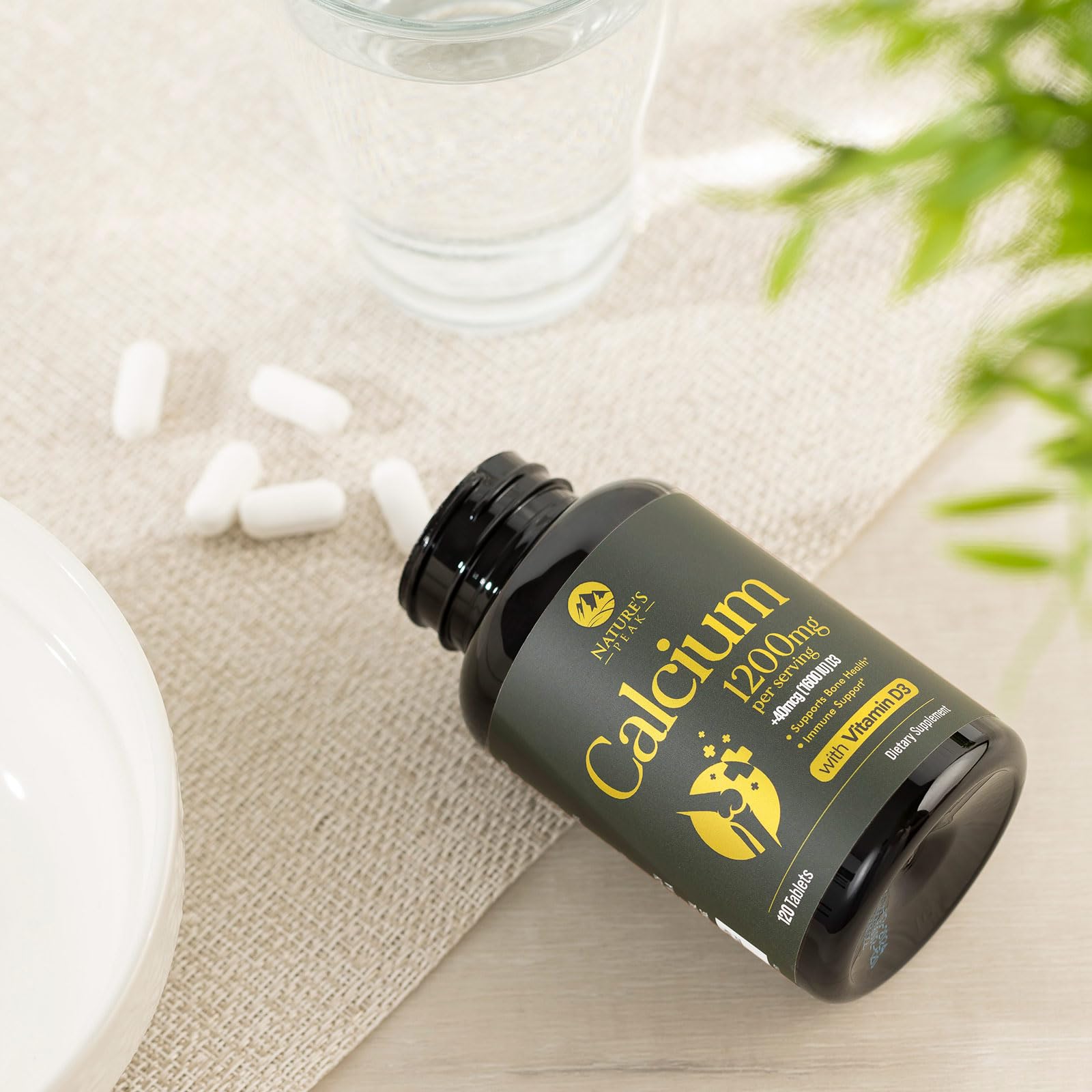 Nature's Peak bone health tablets in use signaling bone and immune wellness