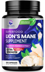 Nature's Peak Lions Mane bottle with 120 capsules for daily use