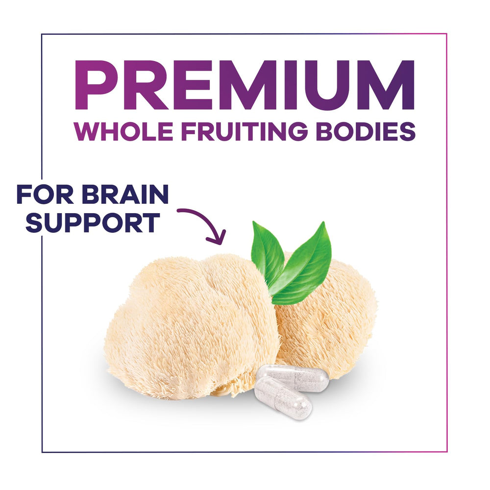 Vegan Nature's Peak Lions Mane capsules displayed together