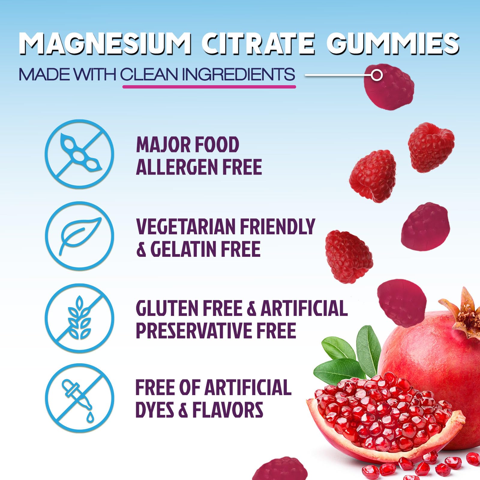 Nature's Peak magnesium citrate gummies label notes cGMP-tested quality.