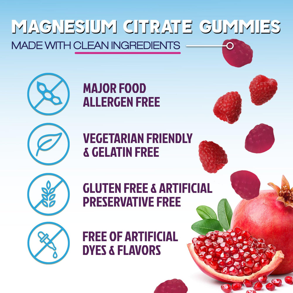 Nature's Peak magnesium citrate gummies label notes cGMP-tested quality.