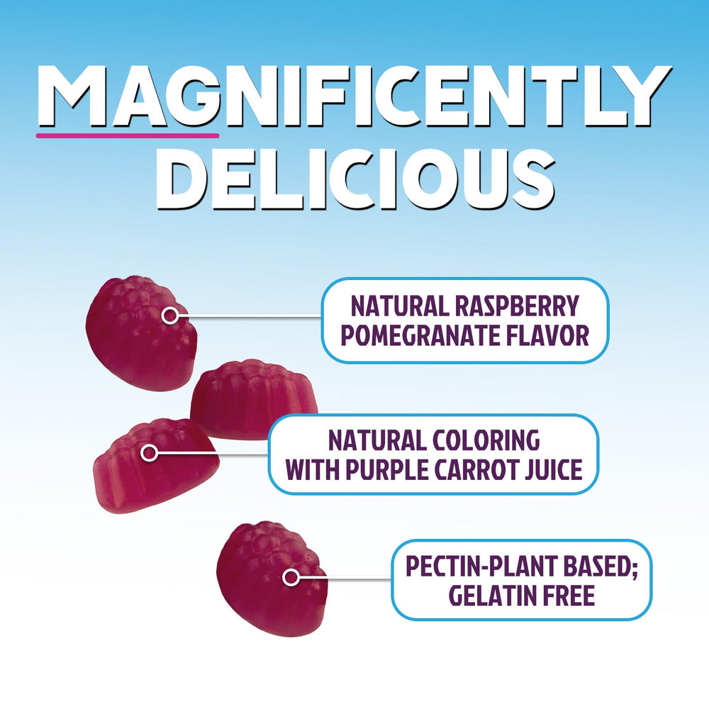Nature's Peak vegan magnesium citrate gummies showcase Non-GMO, plant-based formula.