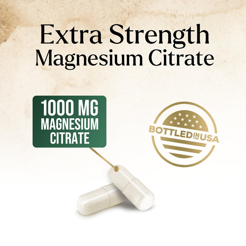 Nature's Peak magnesium citrate label shows high-absorption formula and non-GMO note.