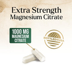 Nature's Peak magnesium citrate label shows high-absorption formula and non-GMO note.