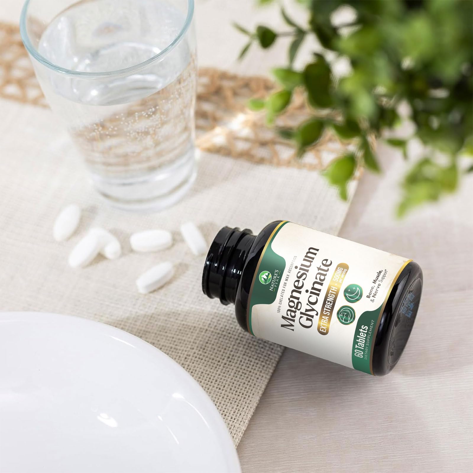 Nature's Peak magnesium glycinate 500mg third-party tested seal