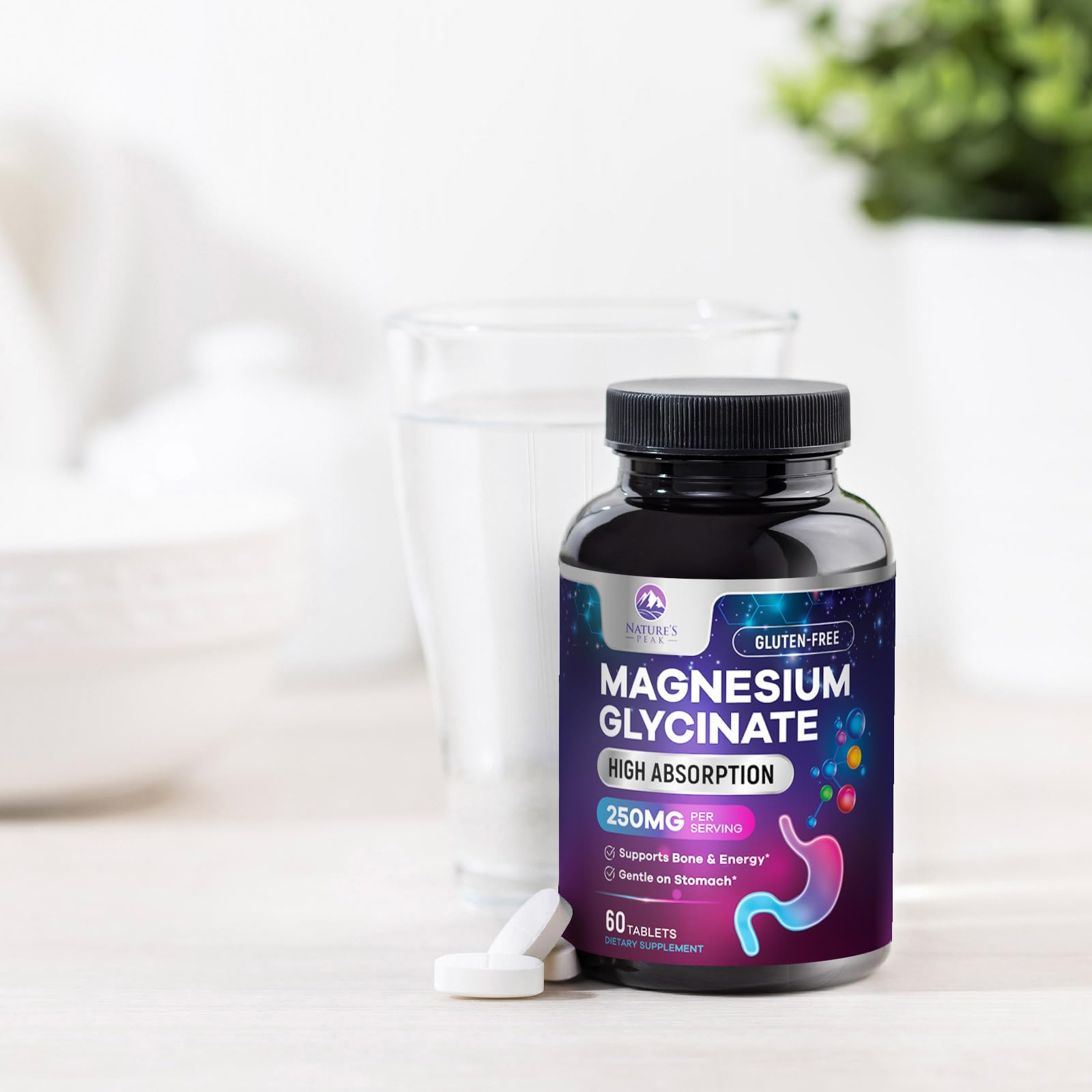 Nature's Peak bottle on desk for home use and ongoing support.