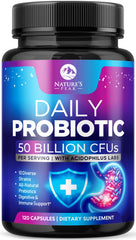 Nature's Peak Probiotics bottle with 60 Billion CFU for daily gut support.