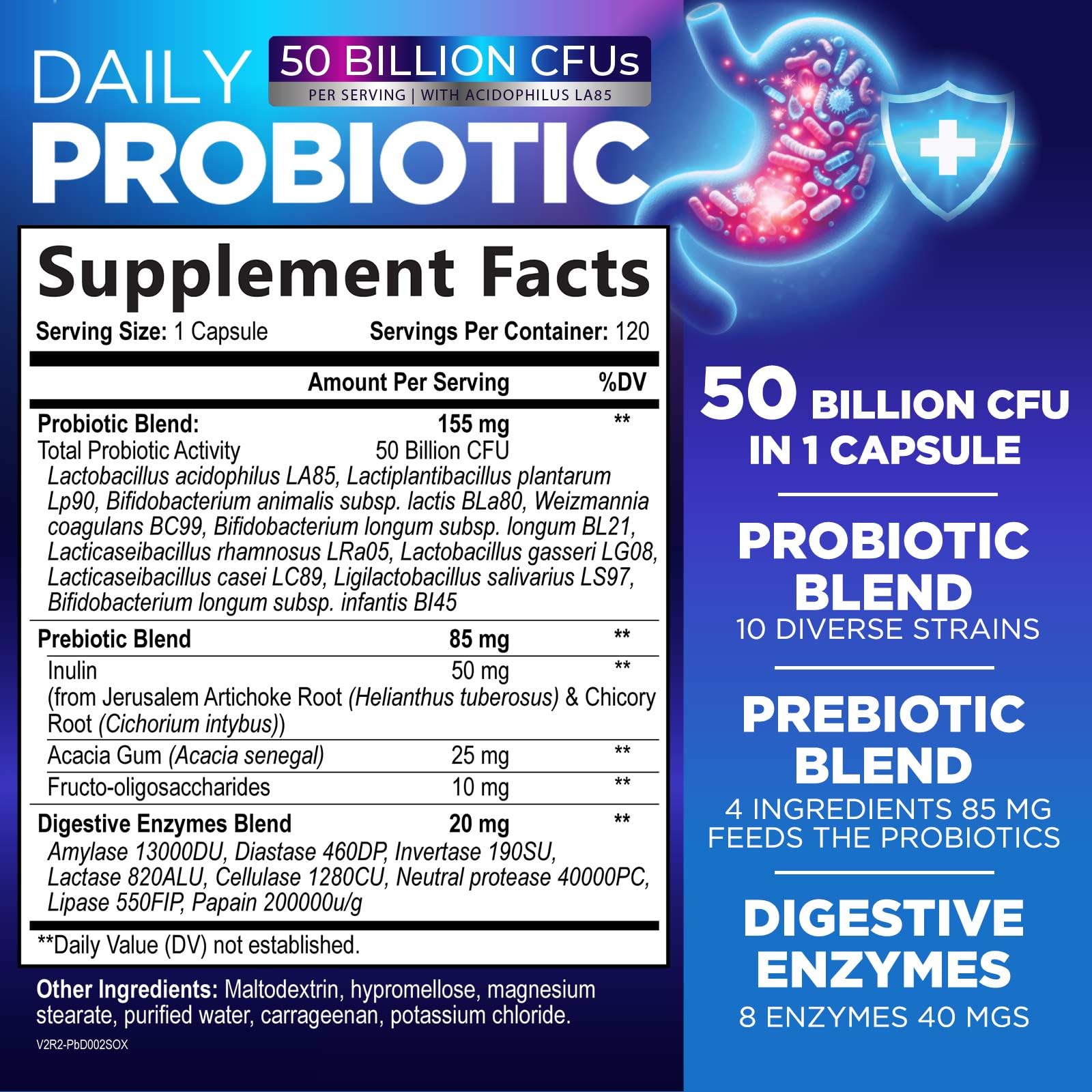 Nature's Peak Probiotics capsules delivering robust strains for balanced digestion.