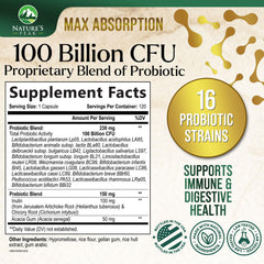 Nature's Peak Probiotics capsules being poured for convenient daily digestion