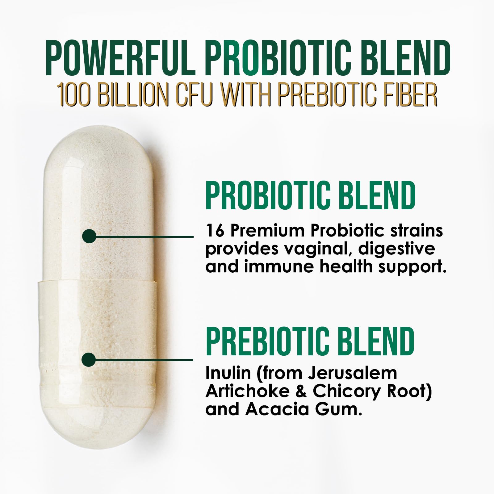 Nature's Peak Probiotics label close-up highlighting 16 premium strains