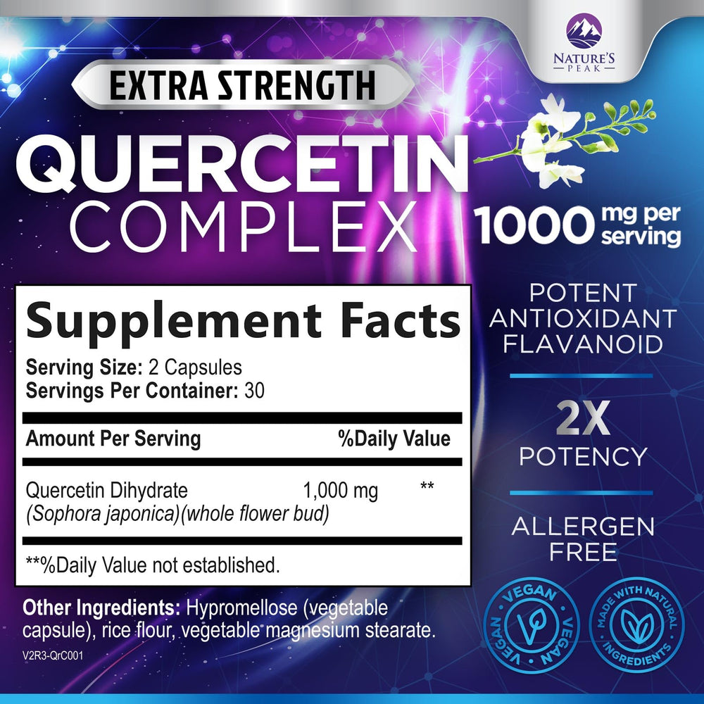 Nature's Peak Quercetin capsules – easy-to-swallow daily immune and cellular support.