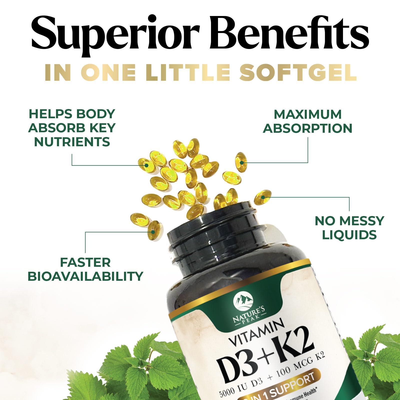 Nature's Peak US-made bottle, reinforcing quality and local production.