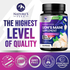 Nature's Peak vegan, non-GMO label close-up on bottle