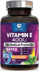 Nature's Peak Vitamin E 400 IU softgels bottle for antioxidant support