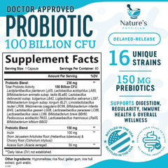 Nature's Physician Probiotics capsules closeup highlighting 16 strains for diverse gut support