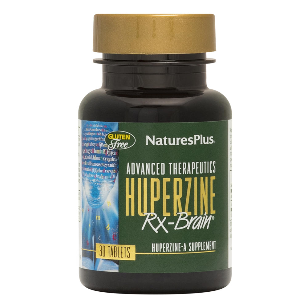Nature's Plus Huperzine Rx-Brain bottle showing the neuro-nutrient blend for potential memory and focus support