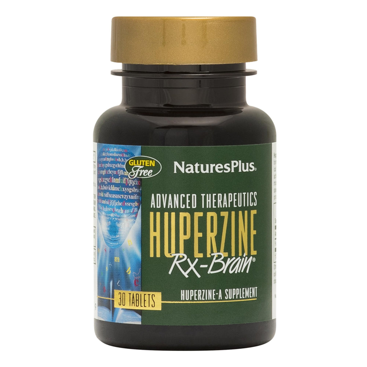 Nature's Plus Huperzine Rx-Brain bottle showing the neuro-nutrient blend for potential memory and focus support