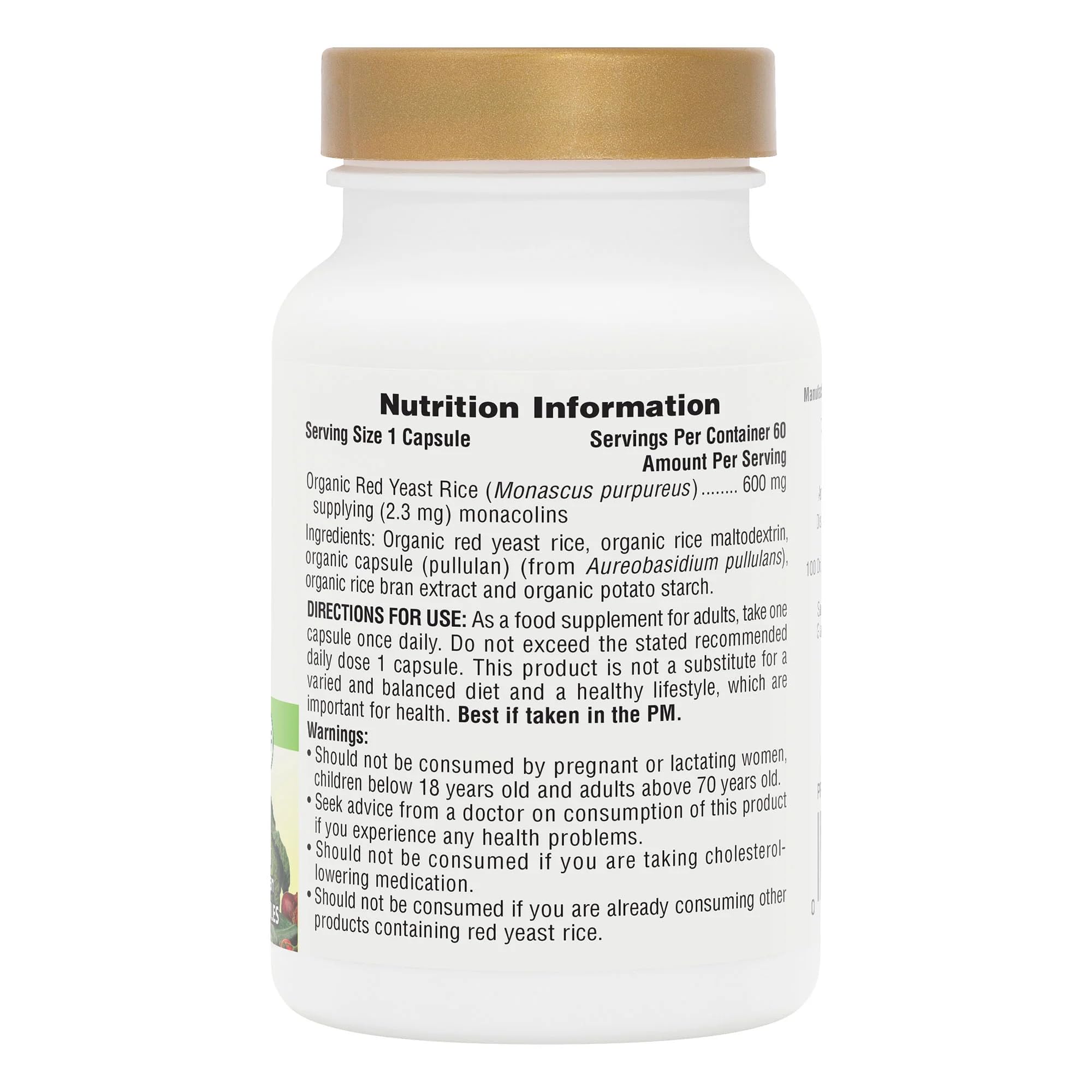 Nature's Plus Source of Life Garden capsules with monacolins information