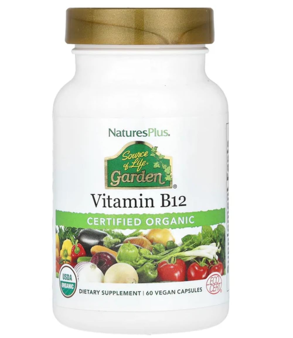 Nature’s Plus Source of Life Garden B12 capsule for steady energy and focus.