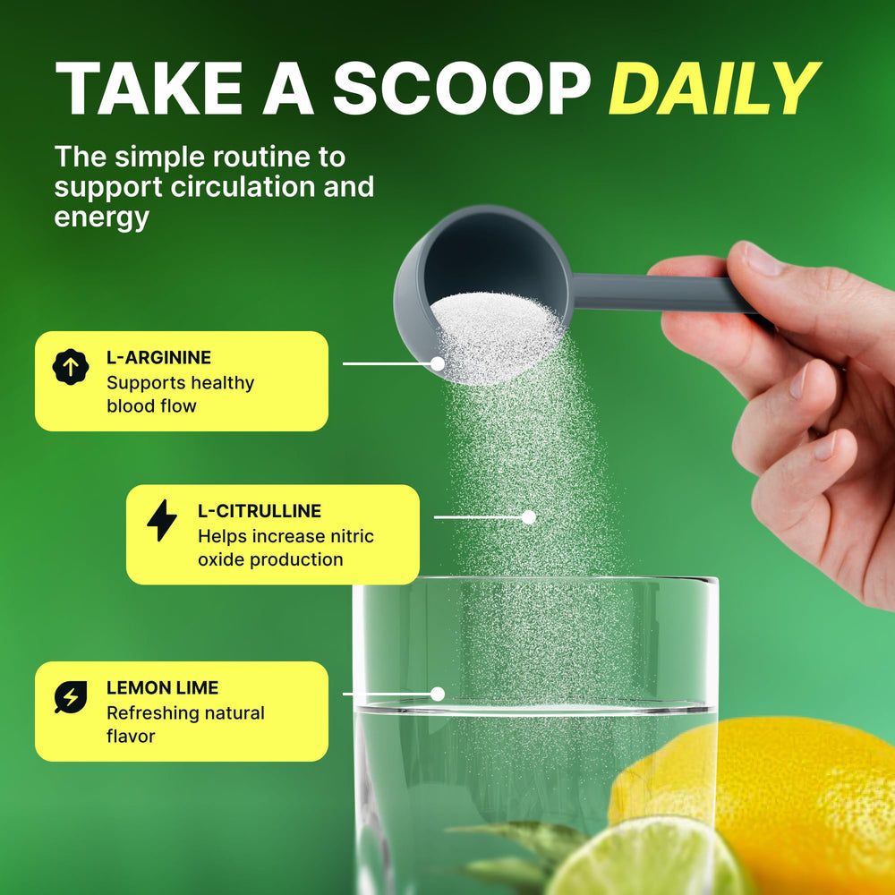 Nature's Pure Blend Liquid Nitric Oxide dissolving in juice for steady energy.