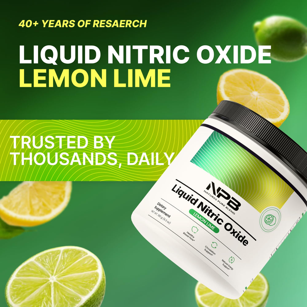 Nature's Pure Blend Liquid Nitric Oxide pre-workout scene signaling performance support.