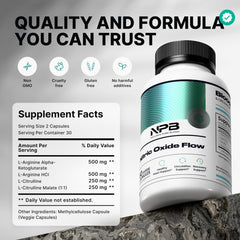 Nature's Pure Blend Nitric Oxide label highlights ingredients for heart support