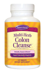 Nature's Secret Multi-Herb Colon Cleanse bottle front, potentially supporting regularity