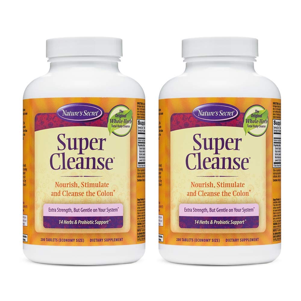 Nature's Secret Super Cleanse bottle label showing toxin detox blend for daily wellness