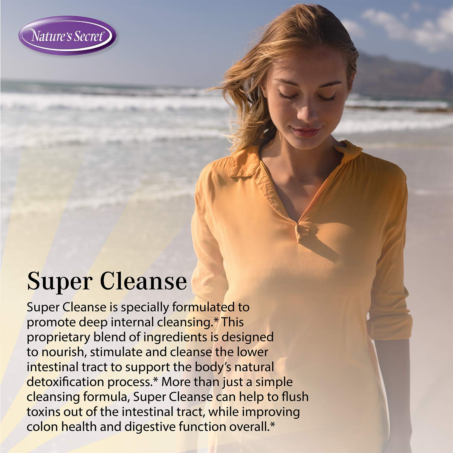Nature's Secret Super Cleanse packaging front on display