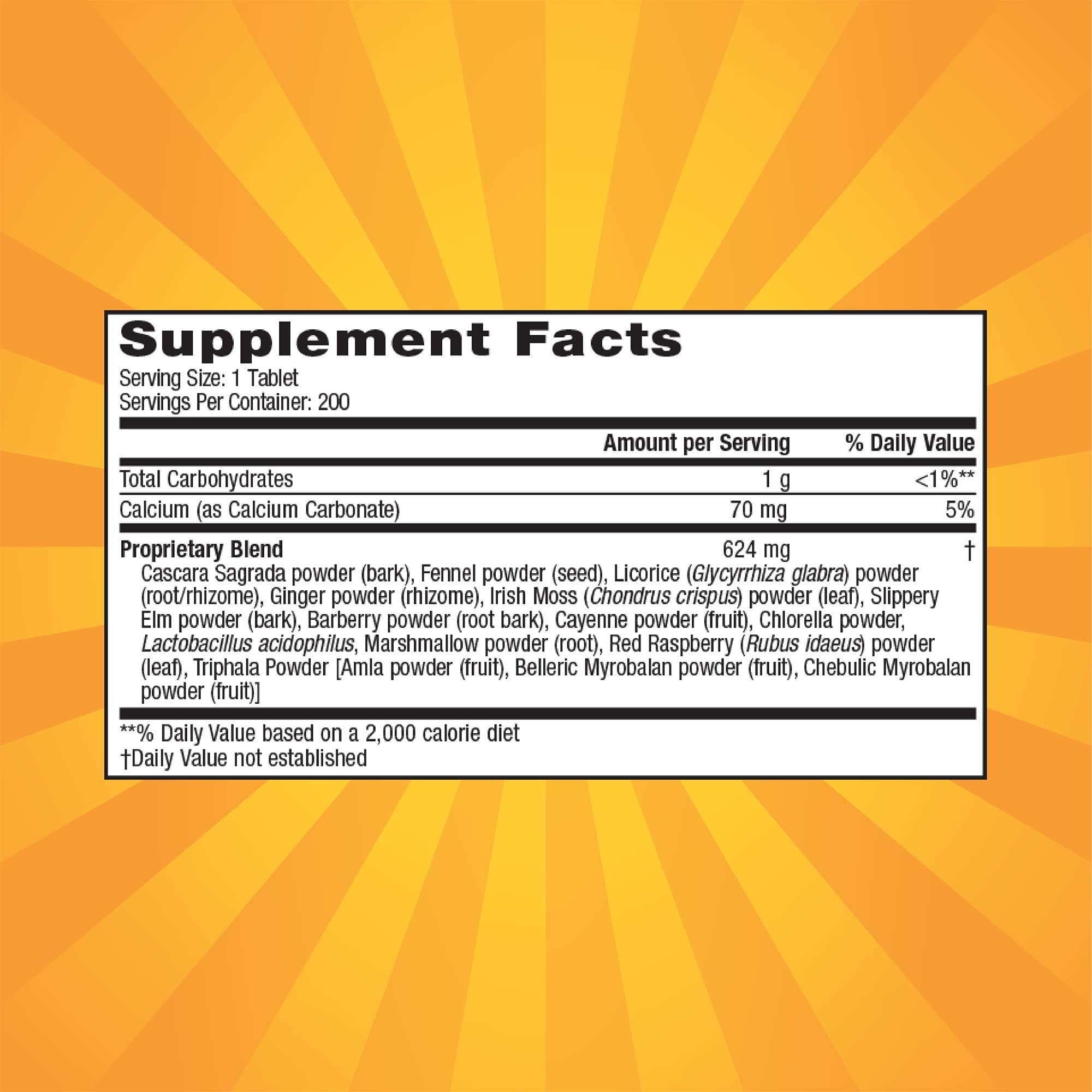Nature's Secret Super Cleanse tablets closeup showcasing probiotic support for gut balance