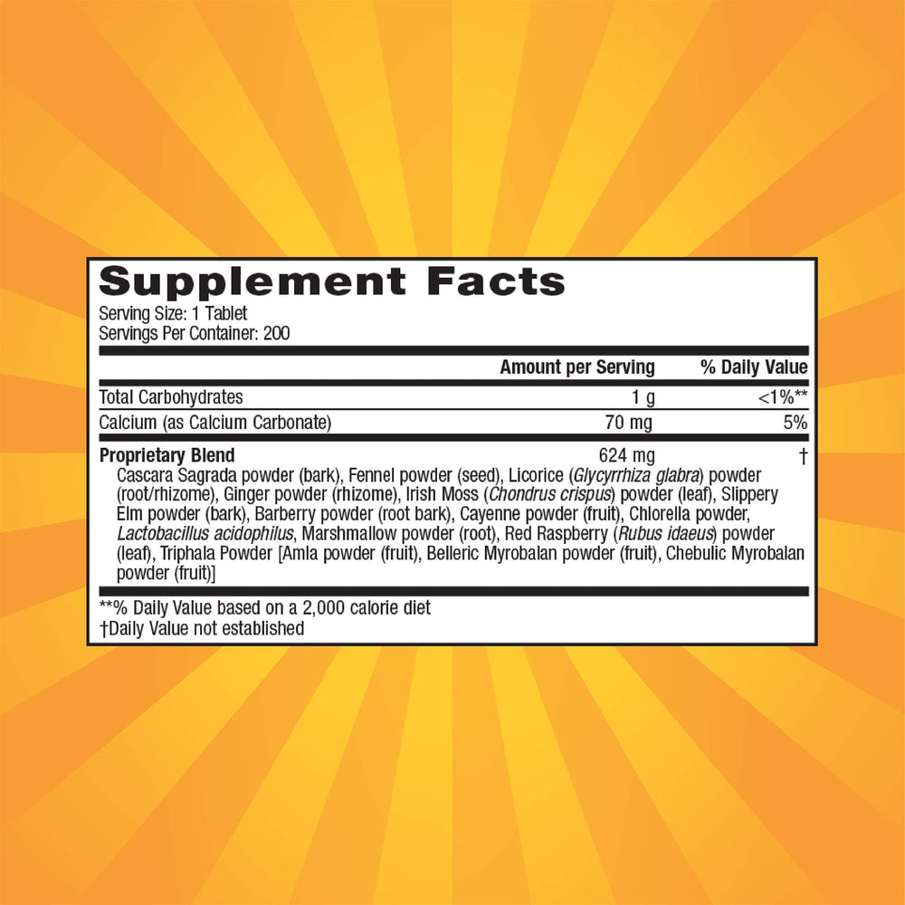 Nature's Secret Super Cleanse tablets closeup showcasing probiotic support for gut balance