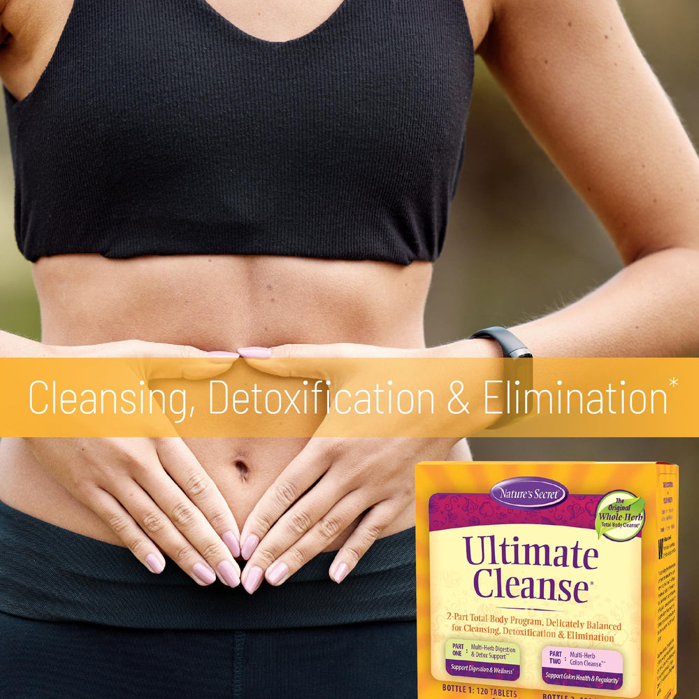 Nature's Secret Ultimate Cleanse box and bottle together signaling a two-part regimen