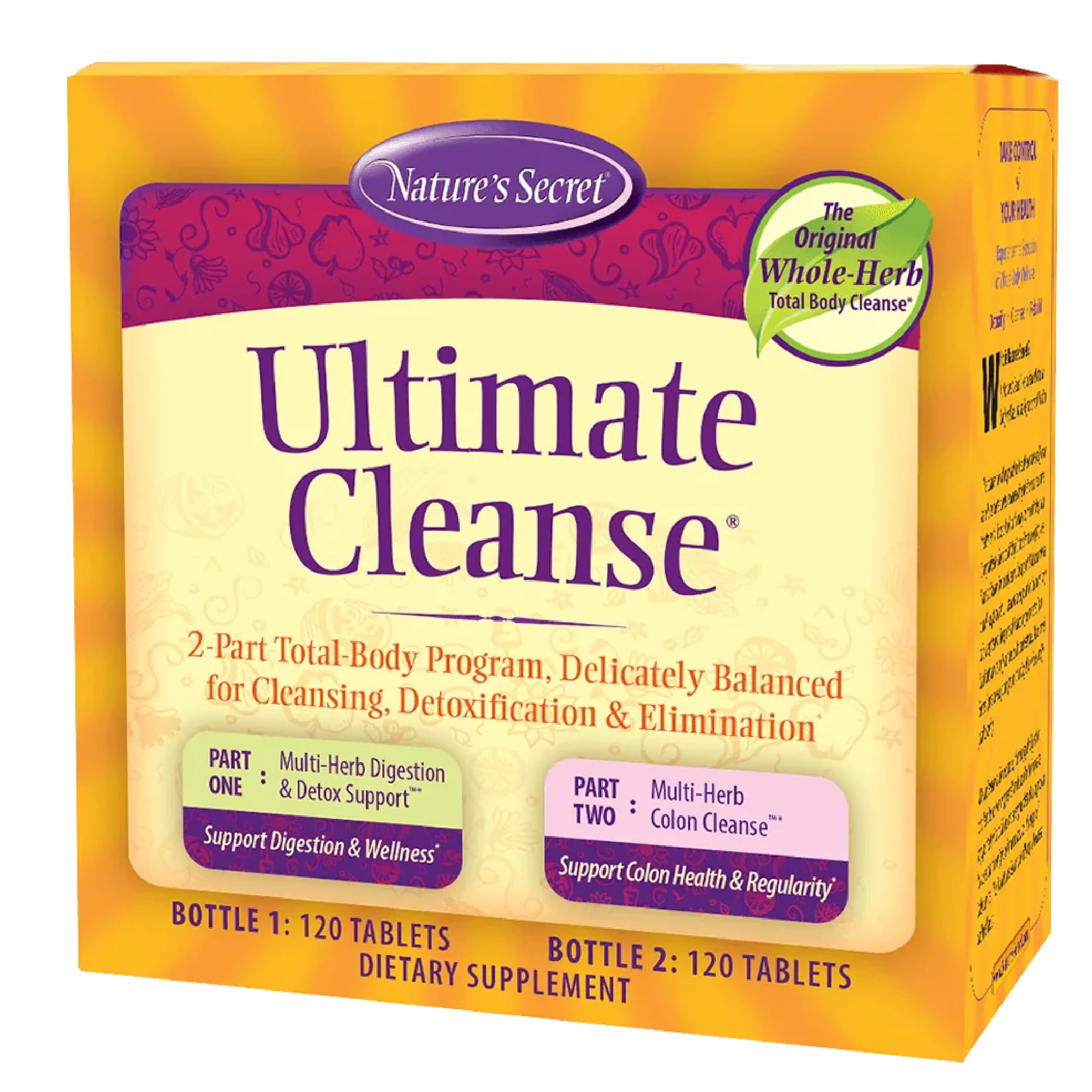 Nature's Secret Ultimate Cleanse two-part bottle front showing the detox system for digestion support