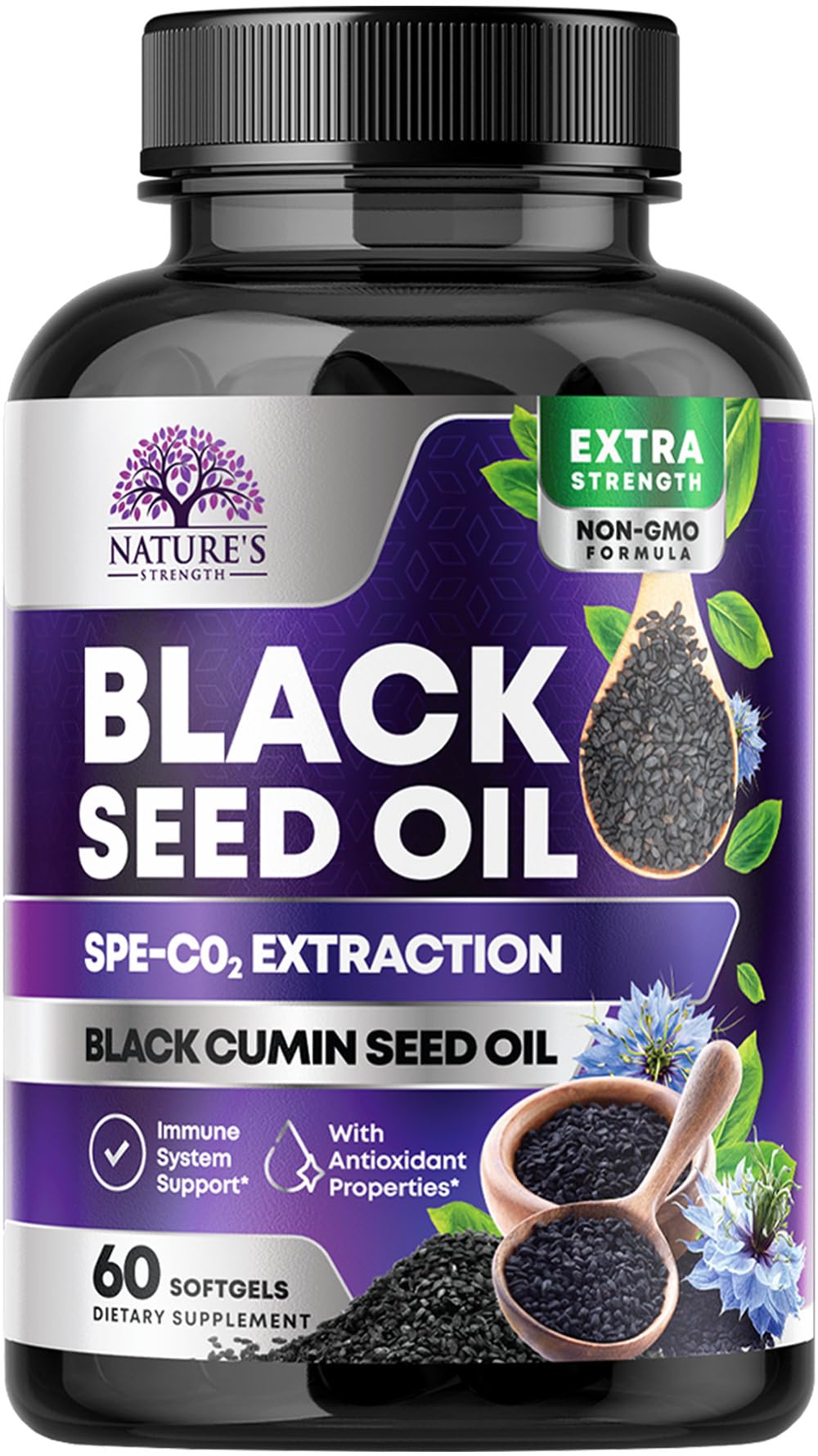 Nature's Strength blackseed oil bottle for easy daily wellness support