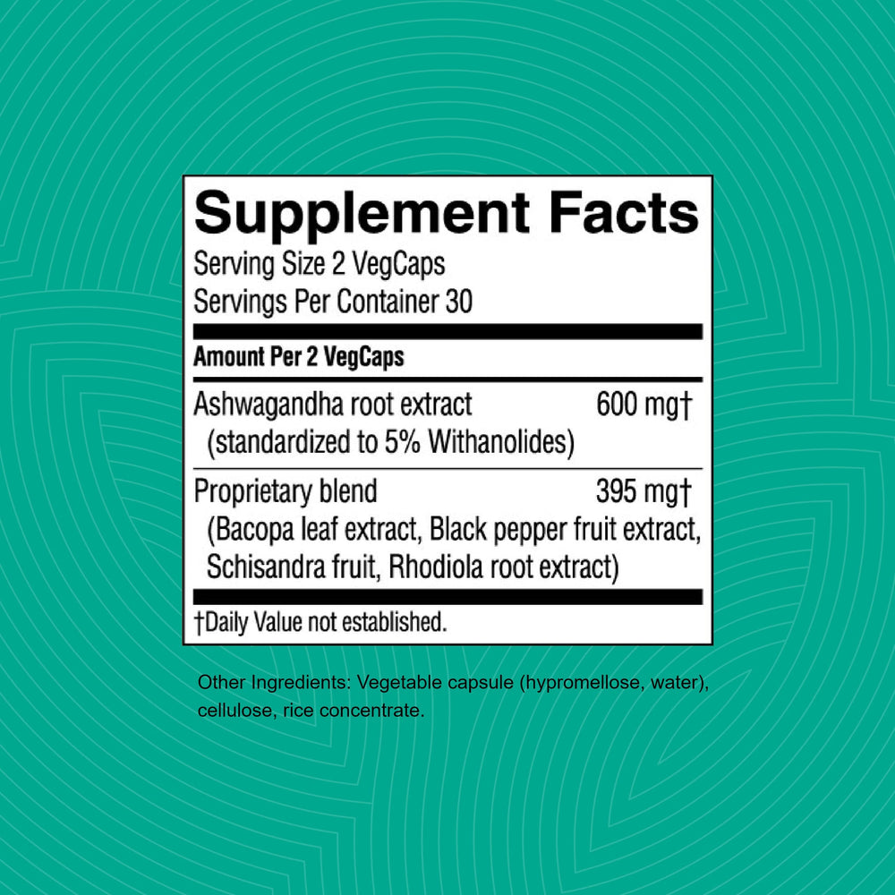Nature's Sunshine Ashwagandha capsules close-up emphasizes natural ingredients for wellness.