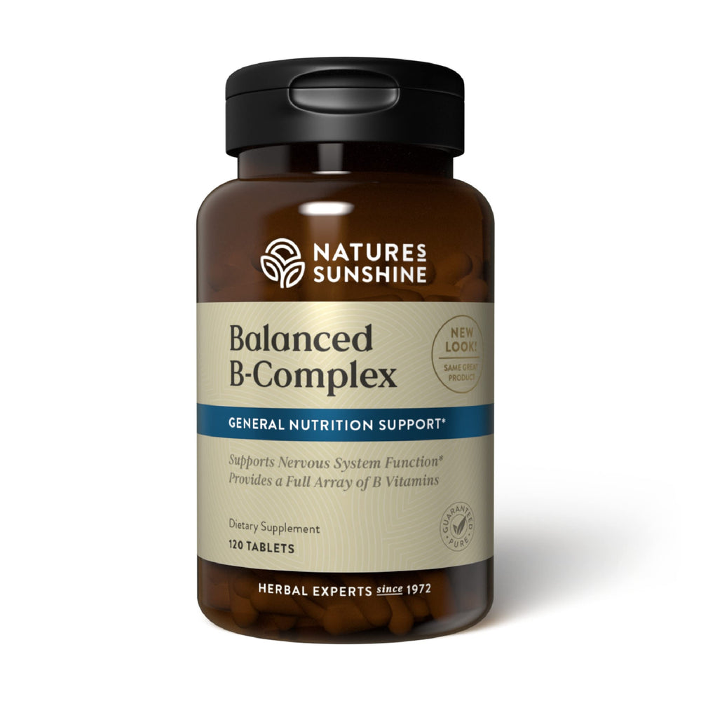 Nature's Sunshine Balanced B Complex bottle – full nutrient blend for energy support.