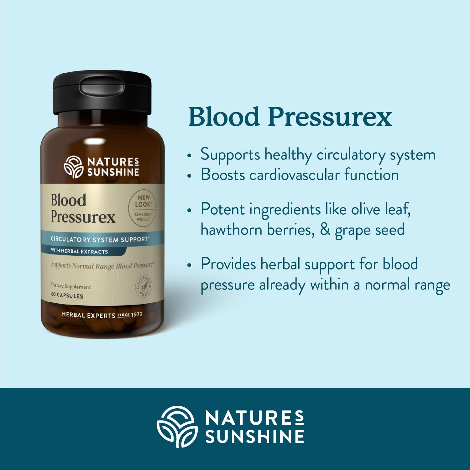 Nature's Sunshine Blood Pressurex capsules ready for easy daily use.