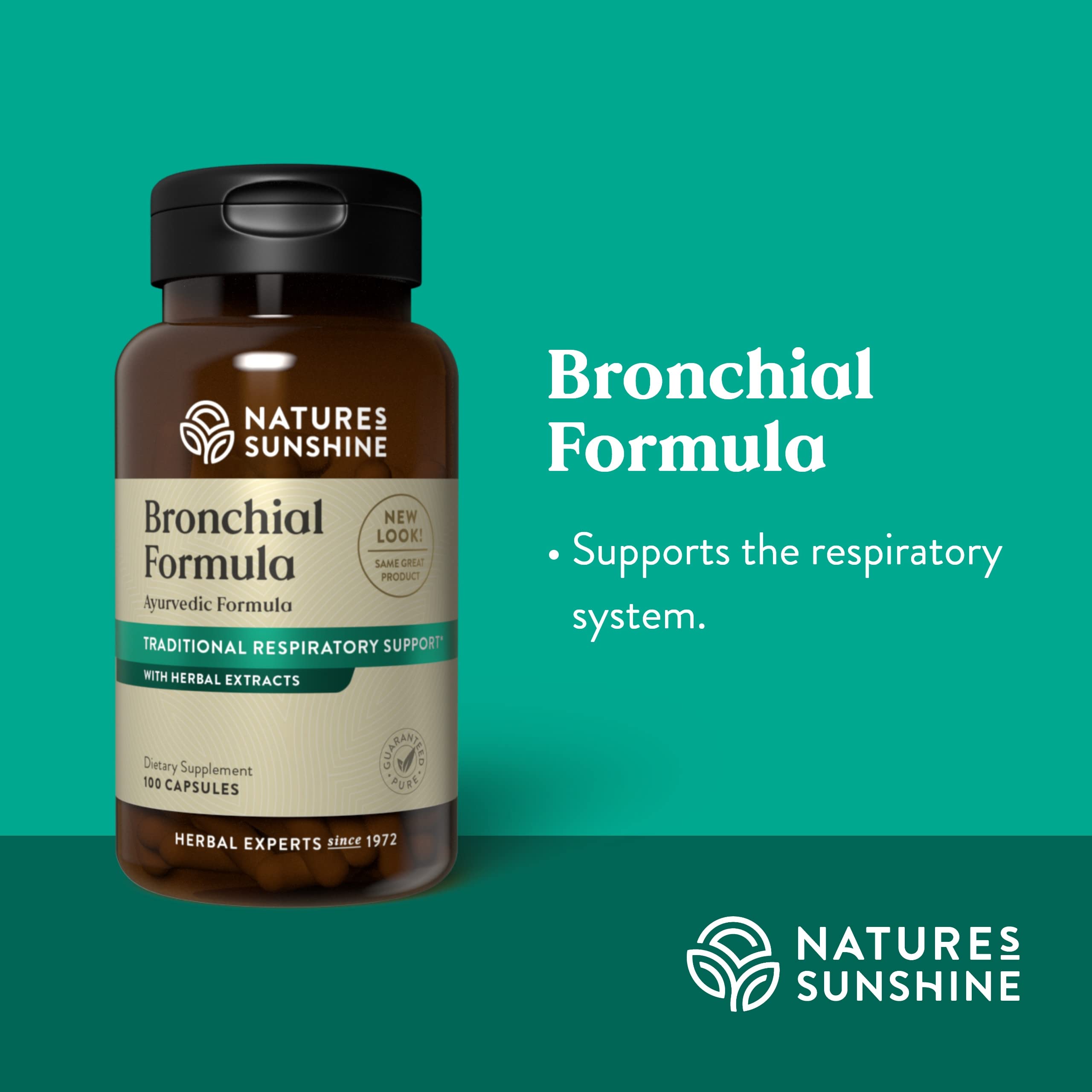 Close up of Bronchial Formula label showing purity and certification.