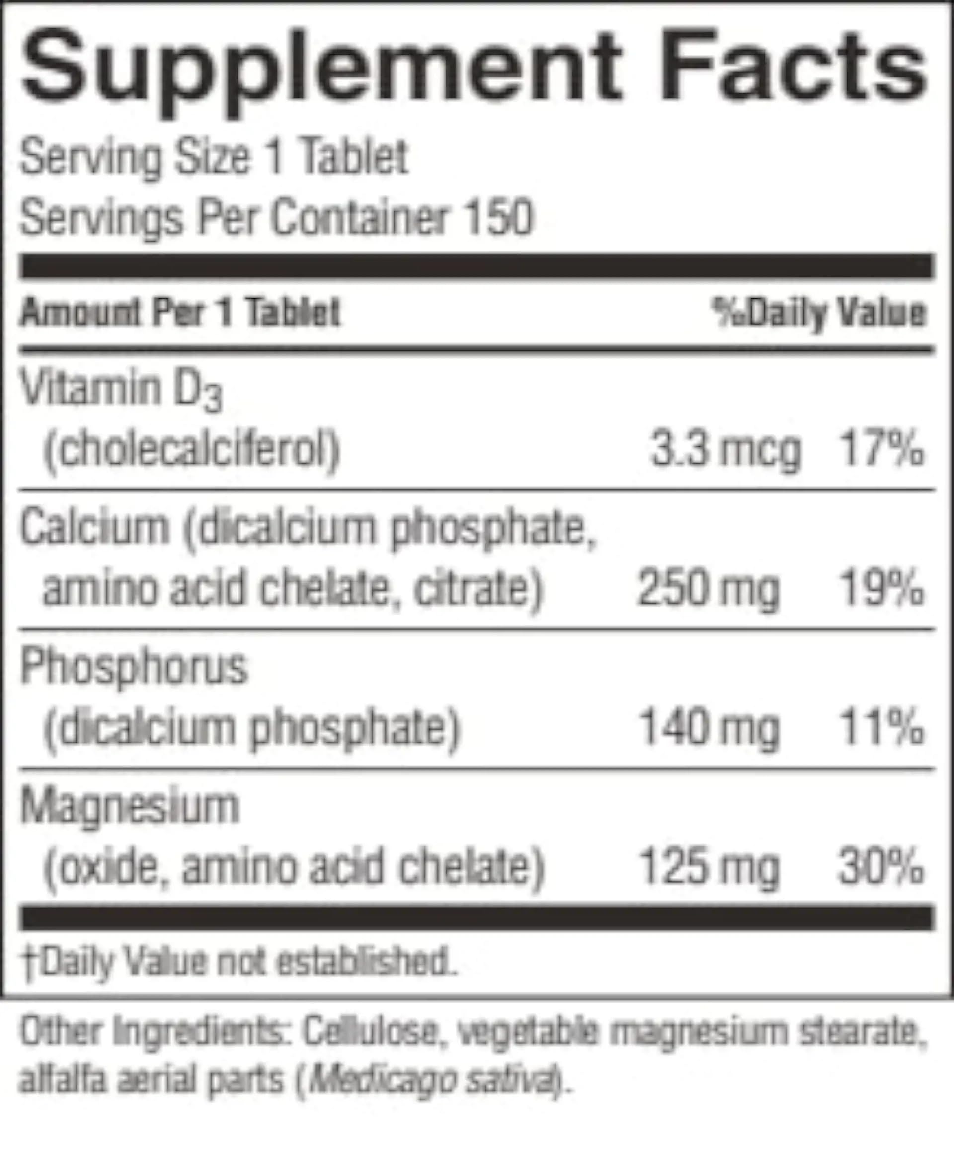Closeup of Nature's Sunshine Calcium Plus Vitamin D tablets ready for everyday use