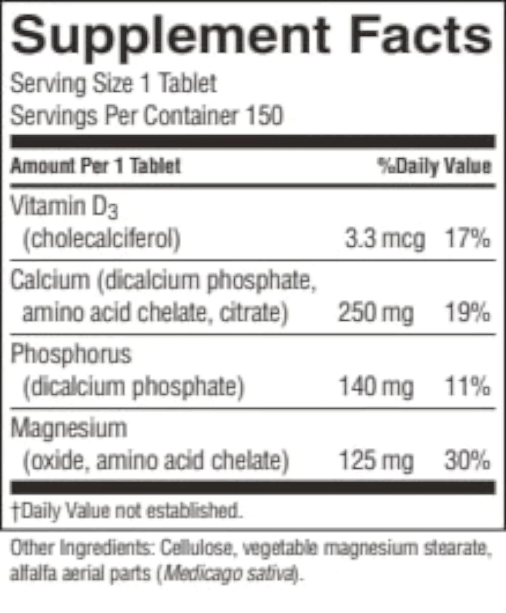 Closeup of Nature's Sunshine Calcium Plus Vitamin D tablets ready for everyday use